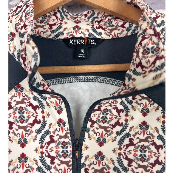 Kerrits Womens 1X Equestrian Athleisure Horse Print Performance 1/4 Zip Top - Picture 6 of 10